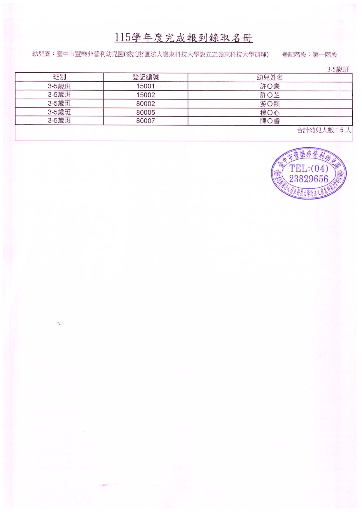 115第一階段錄取名單